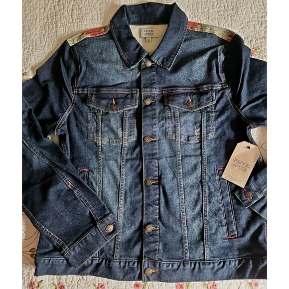 Frye and Co. Patriot Wash Western Trucker Denim Jacket NWT SZ LARGE - Picture 1 of 13